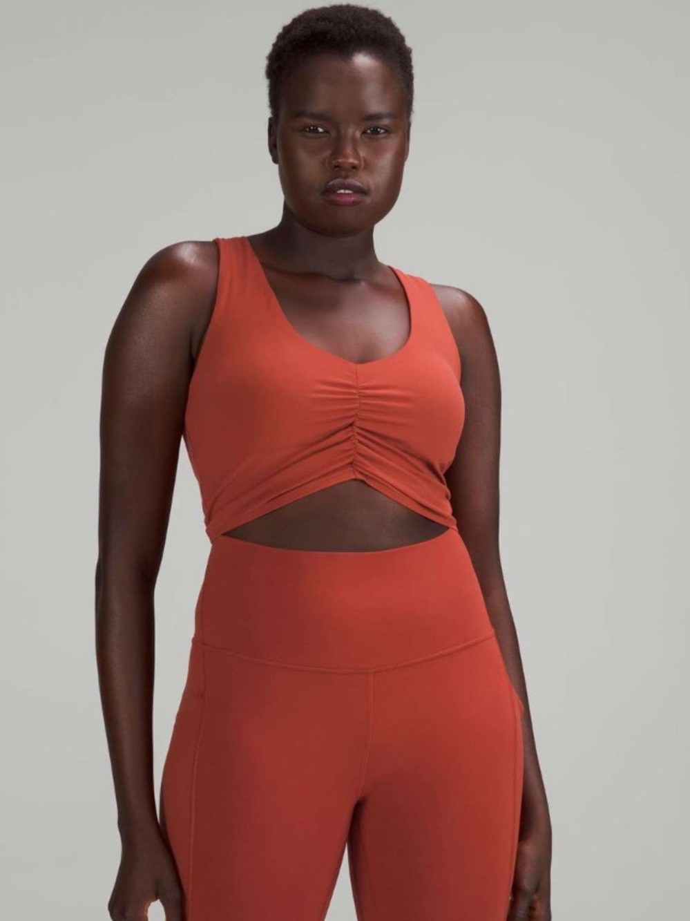 lululemon Ruched Longline Yoga Sports Bra B/C Cup Cayenne Size 6